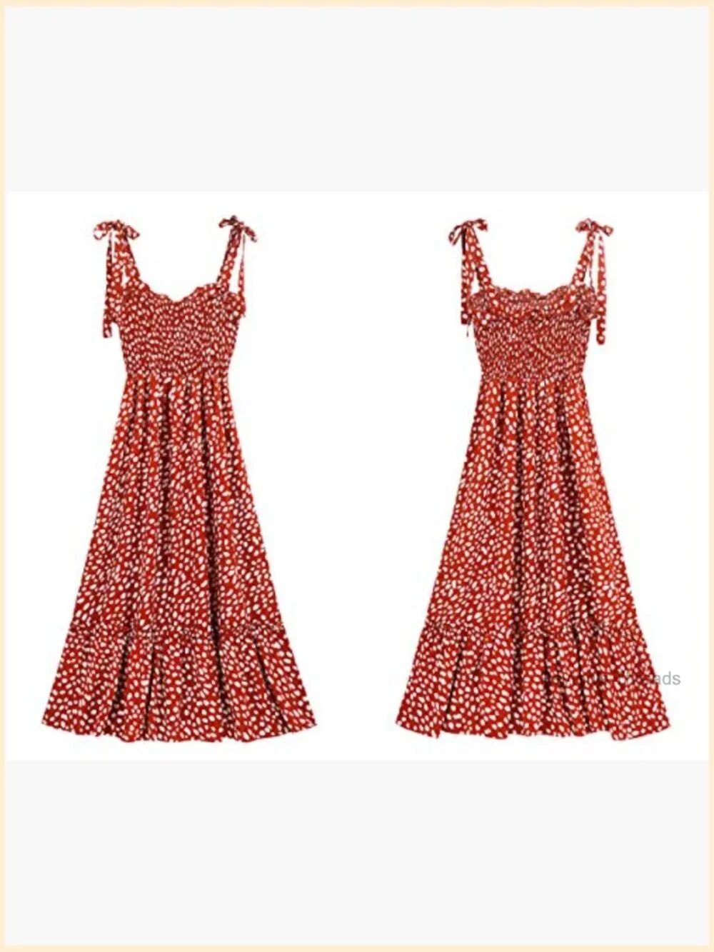 Cotton/Rayon Midi Dress with Irregular Polka Dot Ruffle Hem and Adjustable